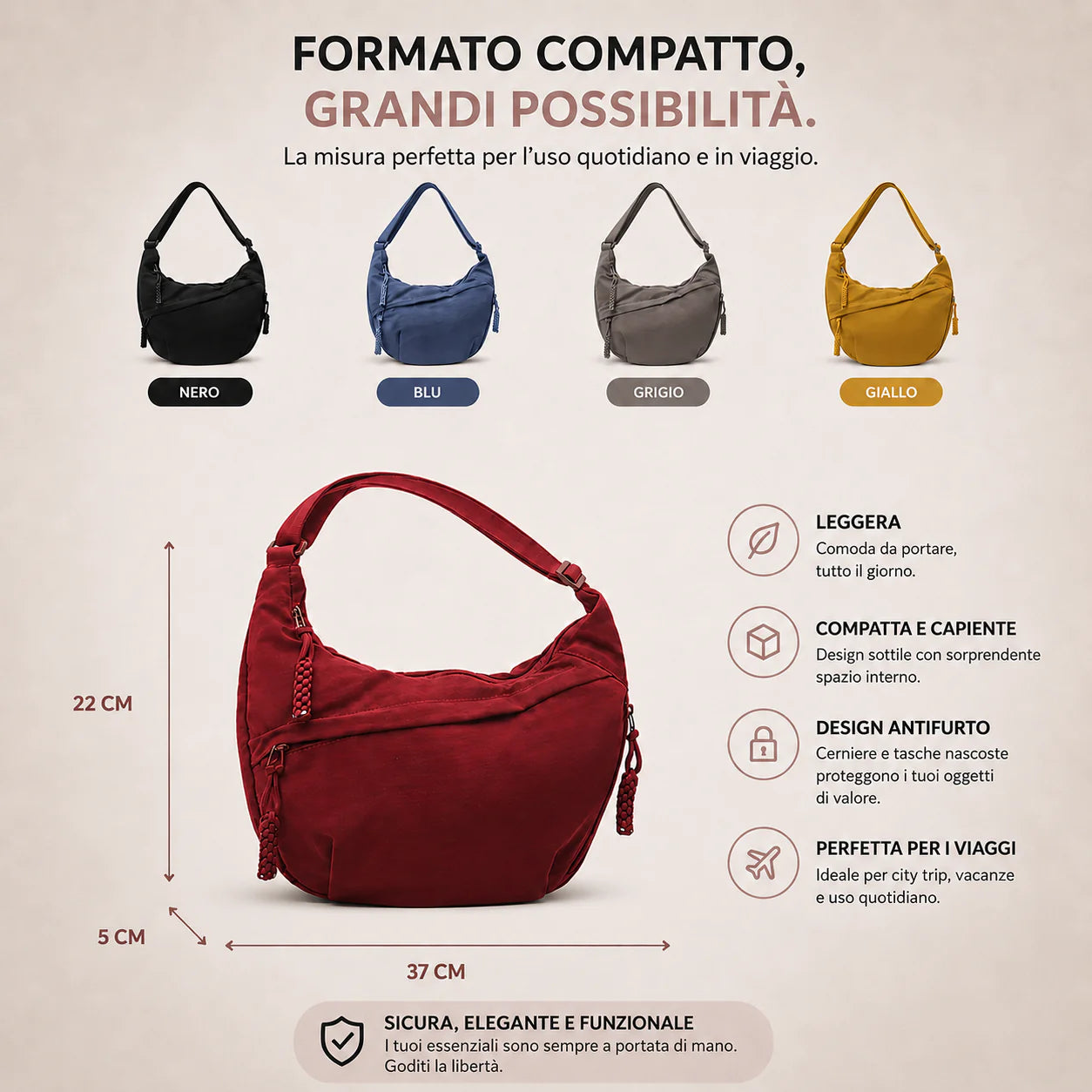 Sac Bandoulière Élégant et Anti-Vol